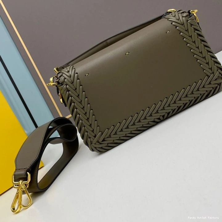 Cheap HOT Green Leather Stitching In Medium Fendi Baguette Bag 0813